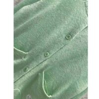 Gucci Women GG Fine Cashmere Cardigan Interlocking G Light Green Crewneck Long Sleeves (12)