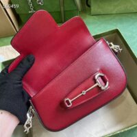 Gucci Women GG Gucci Horsebit 1955 Small Shoulder Bag Red Leather Flap Closure (10)