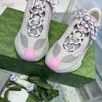 Gucci Women GG Run Sneaker Ivory Pink Suede Interlocking G Bi-Color Rubber Lace-Up Low-Heel (3)