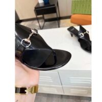 Gucci Women GG Thong Sandal Horsebit Black Leather Interlocking G Mid-Heel (3)