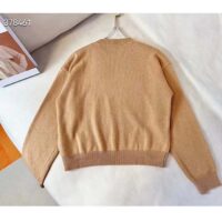 Gucci Women GG Wool Top Gucci Intarsia Camel Wool Crewneck Dropped Shoulder Long Sleeves Rib (2)