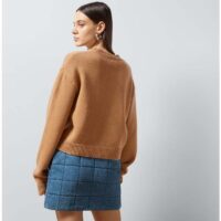 Gucci Women GG Wool Top Gucci Intarsia Camel Wool Crewneck Dropped Shoulder Long Sleeves Rib (2)