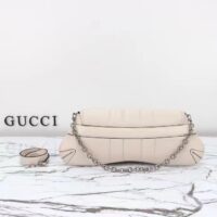 Gucci Women Horsebit Chain Medium Shoulder Bag White Quilted Leather Maxi Horsebit (1)