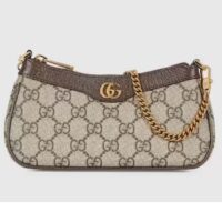 Gucci Women Ophidia Mini Bag Beige Ebony GG Supreme Canvas Double G Top Zip Closure (10)