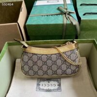 Gucci Women Ophidia Mini Bag Beige Ebony GG Supreme Canvas Metallic Gold Leather Double G (1)