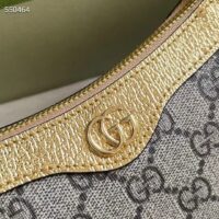 Gucci Women Ophidia Mini Bag Beige Ebony GG Supreme Canvas Metallic Gold Leather Double G (1)