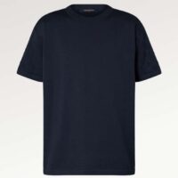 Louis Vuitton LV Men Short-Sleeved Cotton Crewneck Regular Fit Embossed Jacquard Monogram Navy Blue (5)