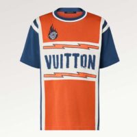 Louis Vuitton LV Men Short-Sleeved Cotton T-Shirt Orange Regular Fit Vuitton Jacquard Signature (8)