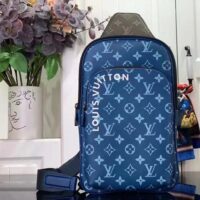 Louis Vuitton LV Unisex Avenue Slingbag NM Atlantic Blue Monogram Coated Canvas (7)