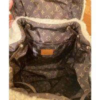 Louis Vuitton LV Unisex Backpack Cream Brown Shearling Monogram-Canvas Textile Lining (1)