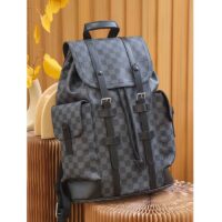 Louis Vuitton LV Unisex Christopher PM Damier Graphite Canvas Grey Body Flap Opening (3)