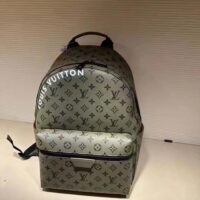 Louis Vuitton LV Unisex Discovery Backpack PM Khaki Green Vermillion Red Monogram Coated Canvas