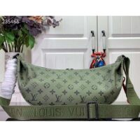 Louis Vuitton LV Unisex Hamac Bag Khaki Green Vermillion Red Monogram Coated Canvas Cowhide Leather (13)