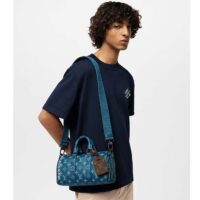 Louis Vuitton LV Unisex Keepall Bandoulière 25 Atlantic Blue Monogram Coated Canvas Cowhide Leather (7)