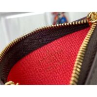 Louis Vuitton LV Unisex Key Pouch Dragon Fruit Pink Monogram Coated Canvas Grained Cowhide Leather (12)