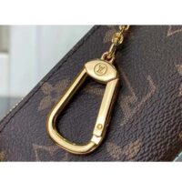 Louis Vuitton LV Unisex Key Pouch Pink Monogram Coated Canvas Grained Cowhide Leather (8)