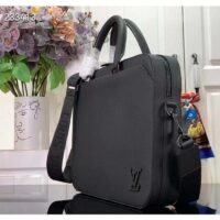Louis Vuitton LV Unisex Pilot Briefcase Black Cowhide Leather Textile Lining (8)