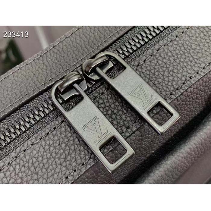 Louis Vuitton LV Unisex Pilot Briefcase Black Cowhide Leather Textile Lining (4)