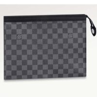 Louis Vuitton LV Unisex Pochette Voyage MM Black Grey Damier Graphite Coated Canvas (10)