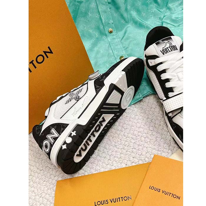 Louis Vuitton LV Unisex Trainer Sneaker Black Monogram Denim Rubber Outsole Monogram Flowers (10)