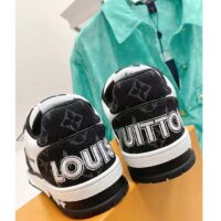 Louis Vuitton LV Unisex Trainer Sneaker Black Monogram Denim Rubber Outsole Monogram Flowers (9)