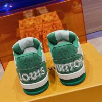 Louis Vuitton LV Unisex Trainer Sneaker Green Monogram Denim Rubber Outsole Monogram Flower