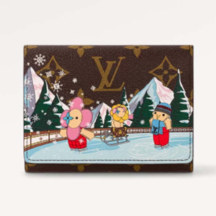 Louis Vuitton LV Unisex Victorine Wallet Pink Monogram Coated Canvas Grained Cowhide Leather