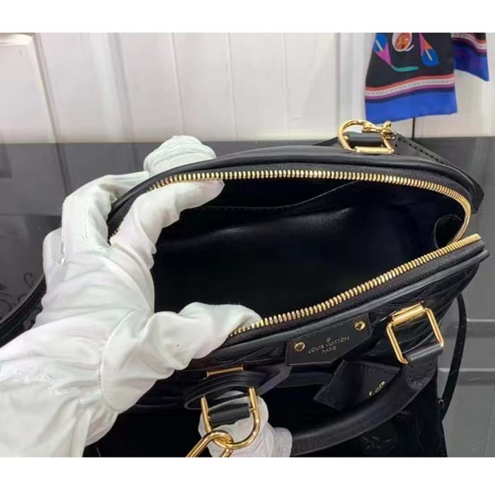 Louis Vuitton LV Women Alma BB Handbag Black Lamb Cowhide Leather (3)