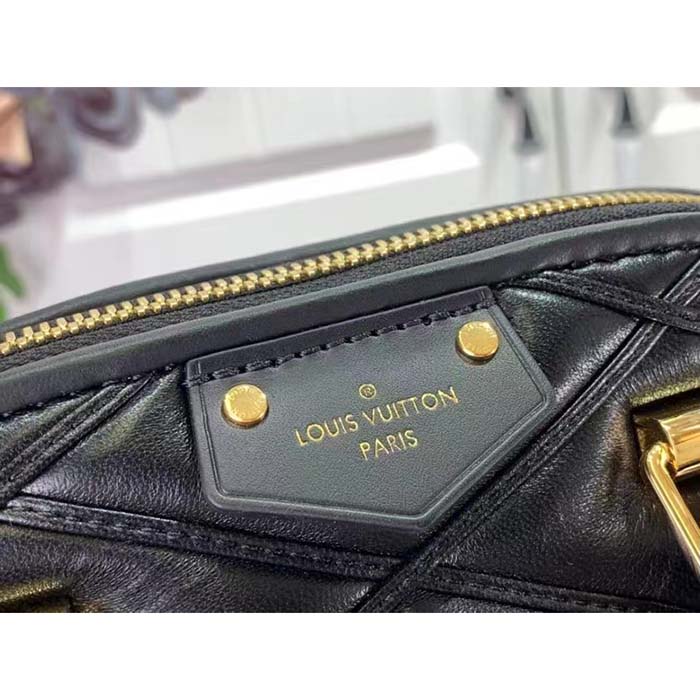 Louis Vuitton LV Women Alma BB Handbag Black Lamb Cowhide Leather (6)