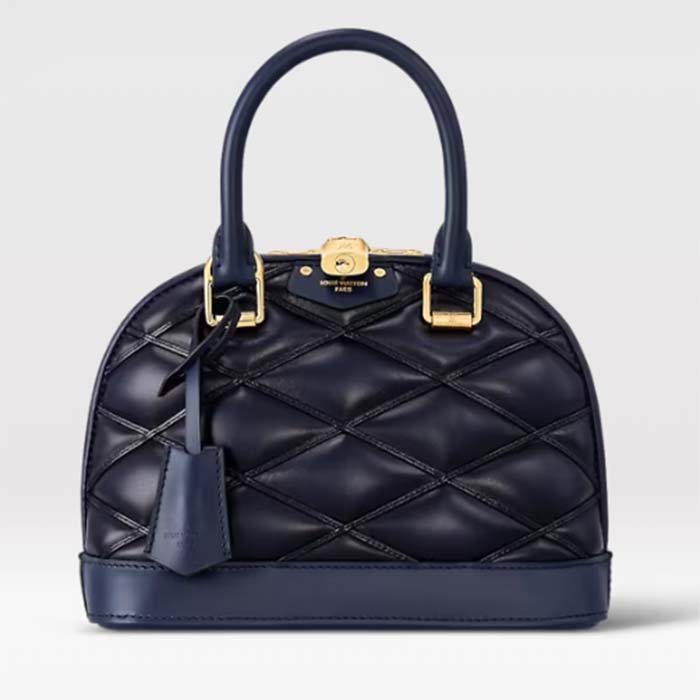 Louis Vuitton LV Women Alma BB Handbag Navy Blue Lamb Leather Cowhide