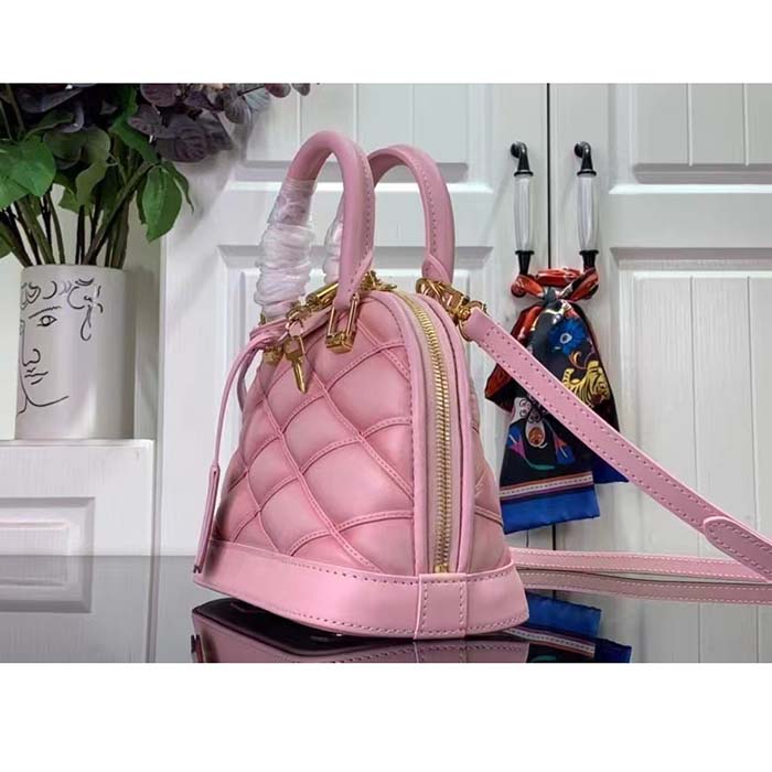 Louis Vuitton LV Women Alma BB Handbag Rosabella Pink Lamb Cowhide Leather (1)