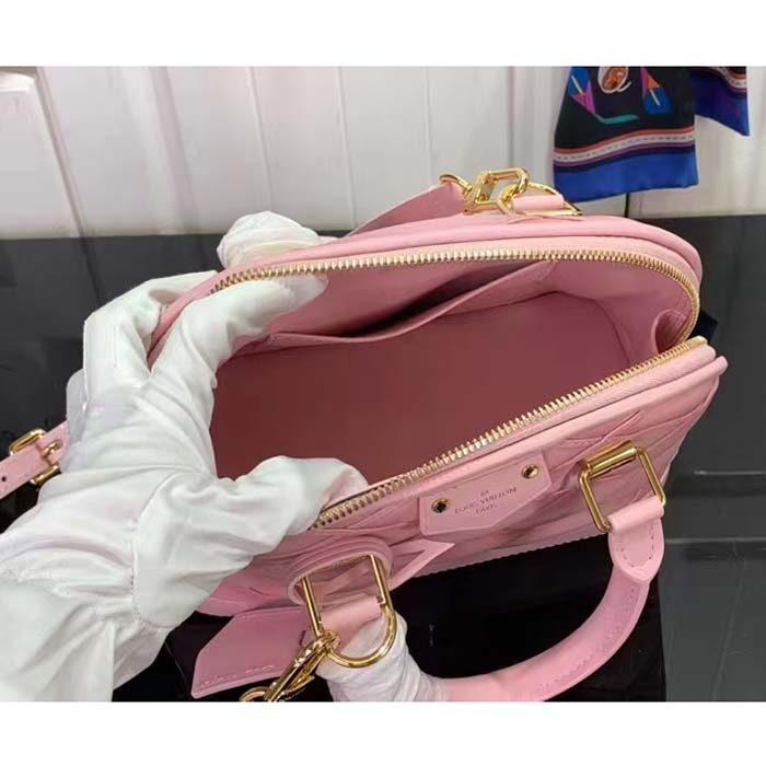 Louis Vuitton LV Women Alma BB Handbag Rosabella Pink Lamb Cowhide Leather (10)