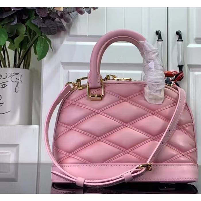 Louis Vuitton LV Women Alma BB Handbag Rosabella Pink Lamb Cowhide Leather (12)
