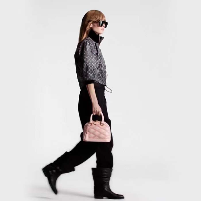 Louis Vuitton LV Women Alma BB Handbag Rosabella Pink Lamb Cowhide Leather (13)