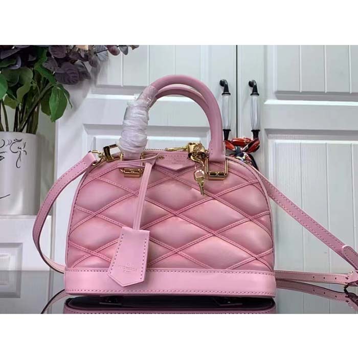 Louis Vuitton LV Women Alma BB Handbag Rosabella Pink Lamb Cowhide Leather (3)