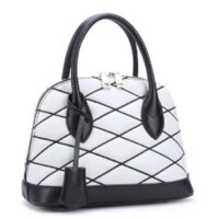 Louis Vuitton LV Women Alma BB Handbag White Black Lamb Cowhide Leather (2)