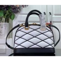 Louis Vuitton LV Women Alma BB Handbag White Black Lamb Cowhide Leather (2)
