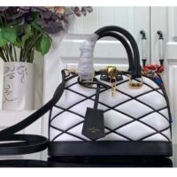 Louis Vuitton LV Women Alma BB Handbag White Black Lamb Cowhide Leather (2)