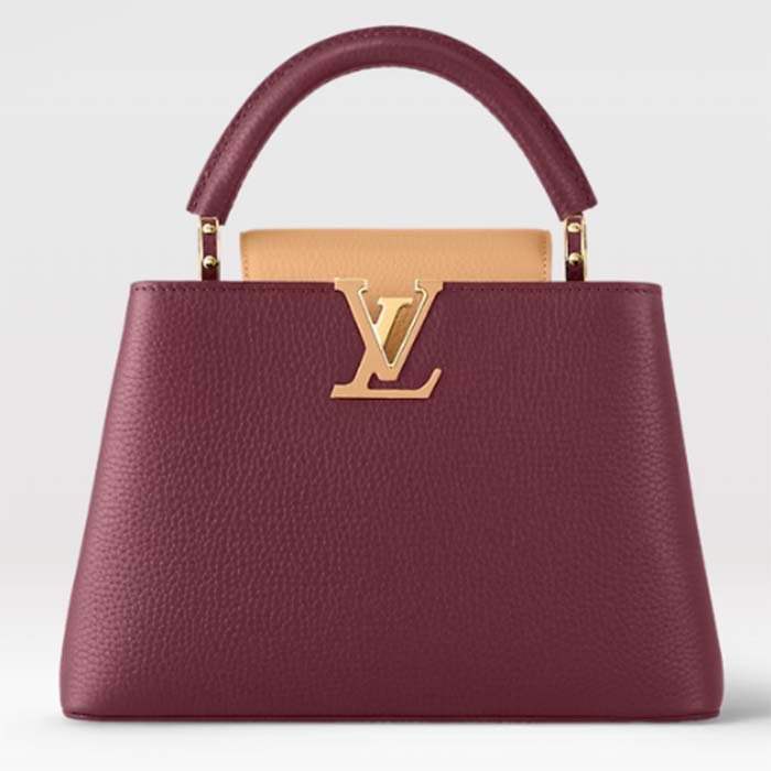 Louis Vuitton LV Women Capucines BB Handbag Griotte Red Arizona Taurillon Cowhide Leather