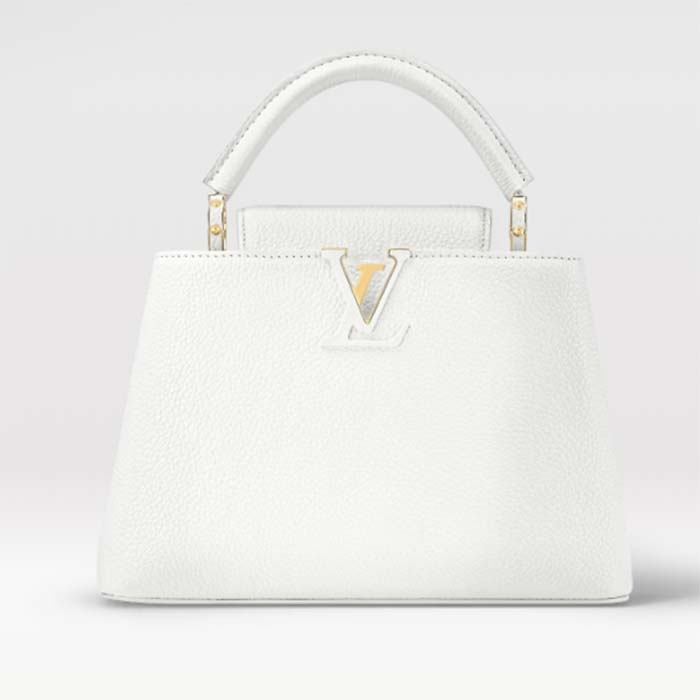 Louis Vuitton LV Women Capucines BB Handbag Snow White Taurillon Cowhide Leather