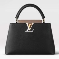 Louis Vuitton LV Women Capucines MM Handbag Black Fusain Cognac Taurillon Cowhide Leather (2)