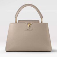 Louis Vuitton LV Women Capucines MM Handbag Galet Gray Taurillon Cowhide Leather (6)