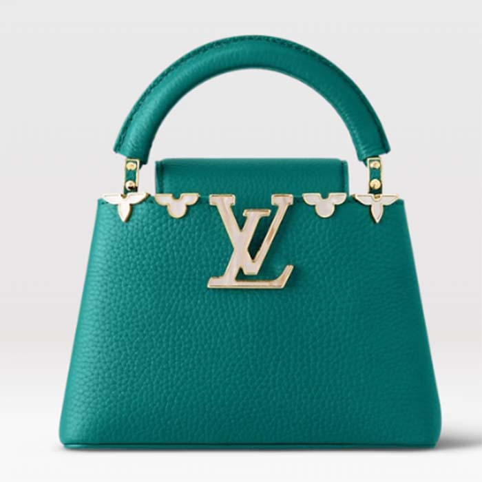 Louis Vuitton LV Women Capucines Mini Handbag Green Taurillon Cowhide Leather