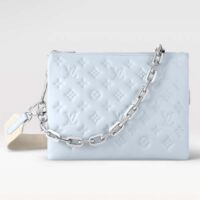 Louis Vuitton LV Women Coussin PM Handbag Ice Blue Lambskin Cowhide Leather (6)