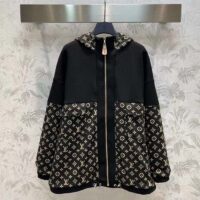 Louis Vuitton LV Women LV Monogram Jacquard Knit Jacket Silk Polyamide Elastane Black Brown (15)