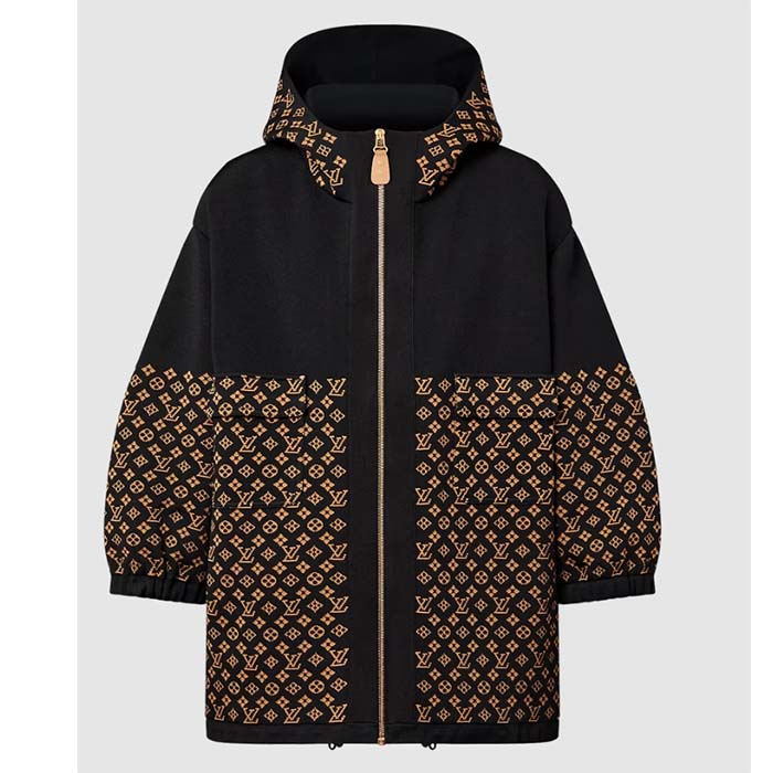 Louis Vuitton LV Women LV Monogram Jacquard Knit Jacket Silk Polyamide Elastane Black Brown