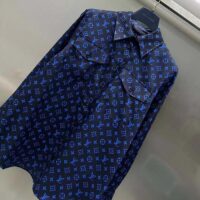 Louis Vuitton LV Women LV Monogram Silk Pleated Shirt Silk Navy (10)