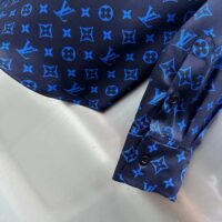 Louis Vuitton LV Women LV Monogram Silk Pleated Shirt Silk Navy (10)