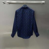 Louis Vuitton LV Women LV Monogram Silk Pleated Shirt Silk Navy (10)