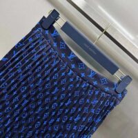 Louis Vuitton LV Women LV Monogram Silk Pleated Skirt Silk Navy (5)